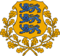 Eikeløv og eiketrær er svært vanlige symboler i heraldikken. Her er de brukt rundt skjoldet i Estlands riksvåpen.
