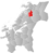 Overhalla markert med rødt på fylkeskartet
