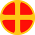 Solkors («olavskors») i gult på rød bunn, Nasjonal samlings emblem 1933–1945.