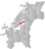 Inderøy markert med rødt på fylkeskartet
