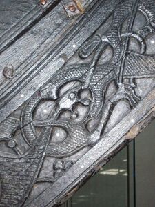 Osebergstil: Detalj fra Osebergskipet.